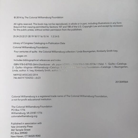 Four Centuries of Quilts: The Colonial Williamsburg Collection 2014 Yale Press - Picture 11 of 16